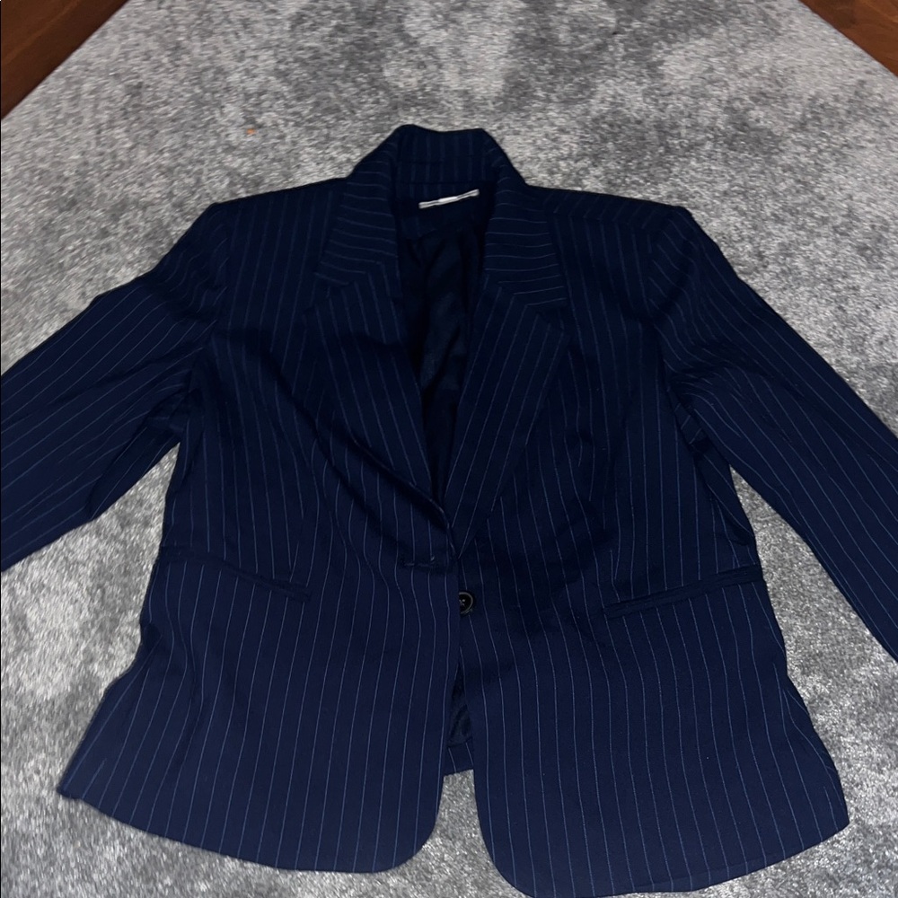 Classic Navy Pinstripe Women's Blazer